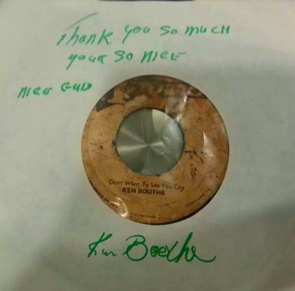 mister ken boothe took the time to wrote upon this original 7"s