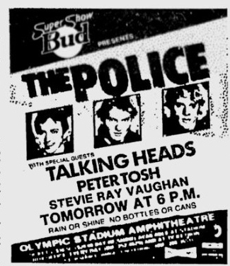 1983-08-02 Advert for concert at the Olympic Stadium Ampitheatre, Montreal