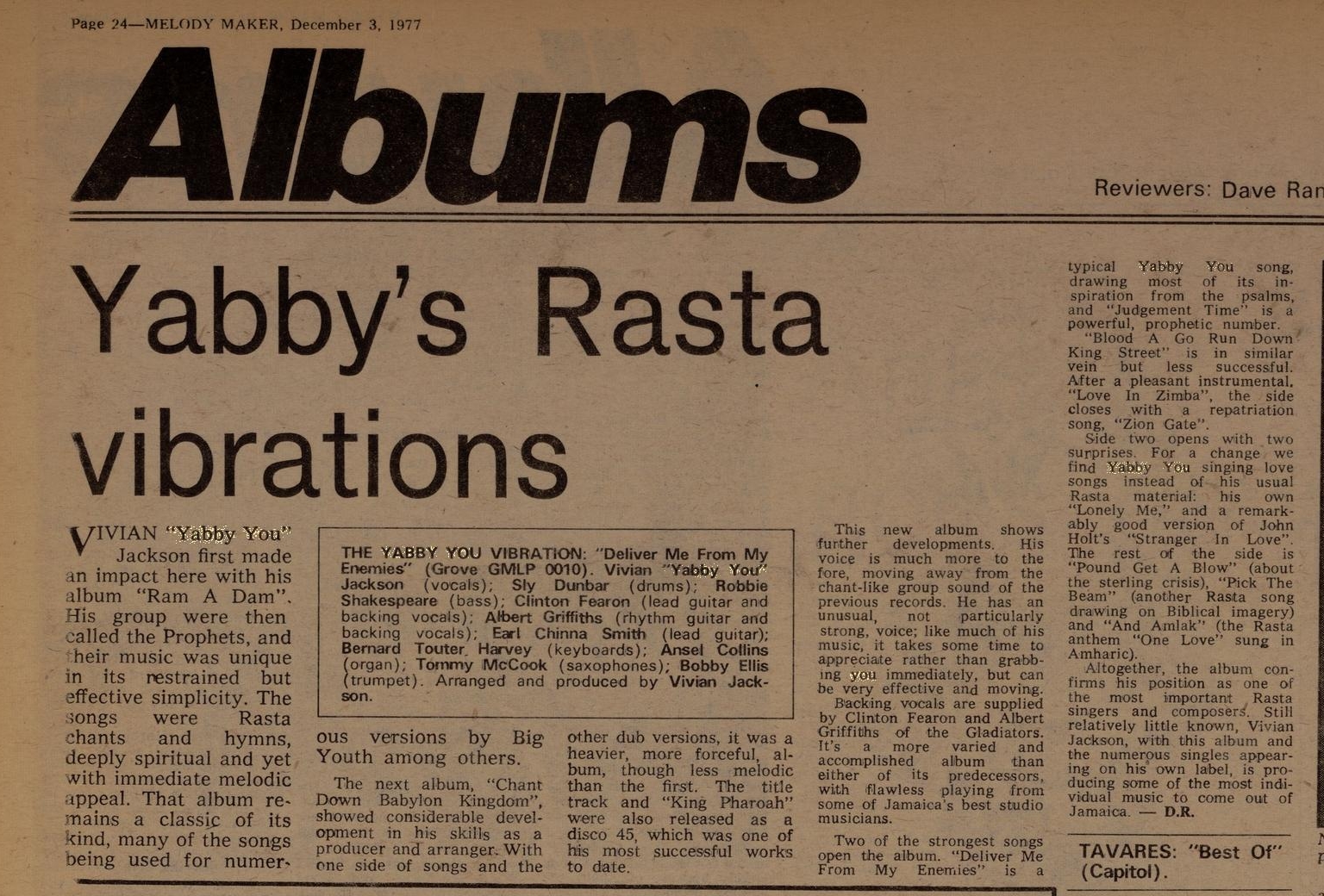 D R. Melody Maker (Dec 3, 1977)yabby%2Cyou-crop