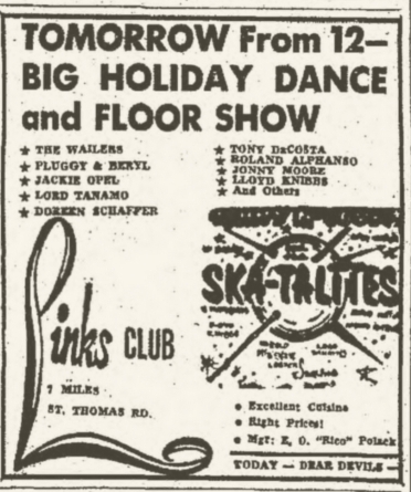 1965-04-19 Wailers And Skatalites, Big Holiday Dance And Floor Show, Links Club, Kingston