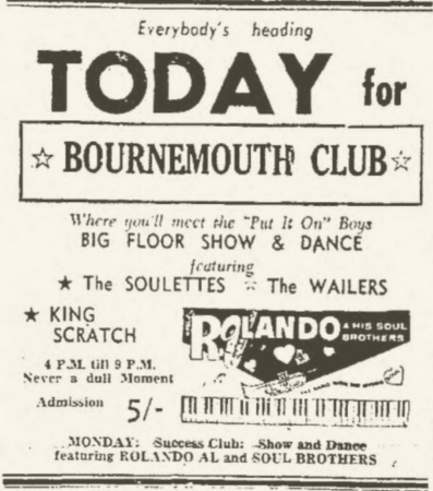 1966-01-30 Live With The Soulettes And Lee Scratch Perry, Big Floor Show And Dance , Bournmouth Club
