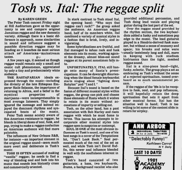 1981-09-20 concert review  into the michigan daily