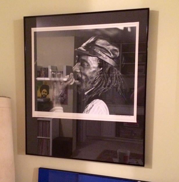 One of two framed portraits on display in the bass-ment.  A gift from Doctor Dread.  The other is a portrait of Bunny Wailer.